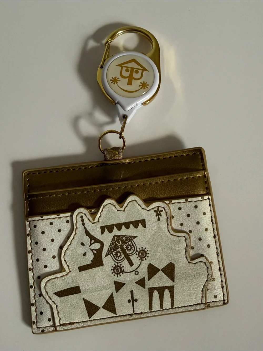 Loungefly (Disney) Gold Metallic Cardholder White Polka Dot Interior with strap